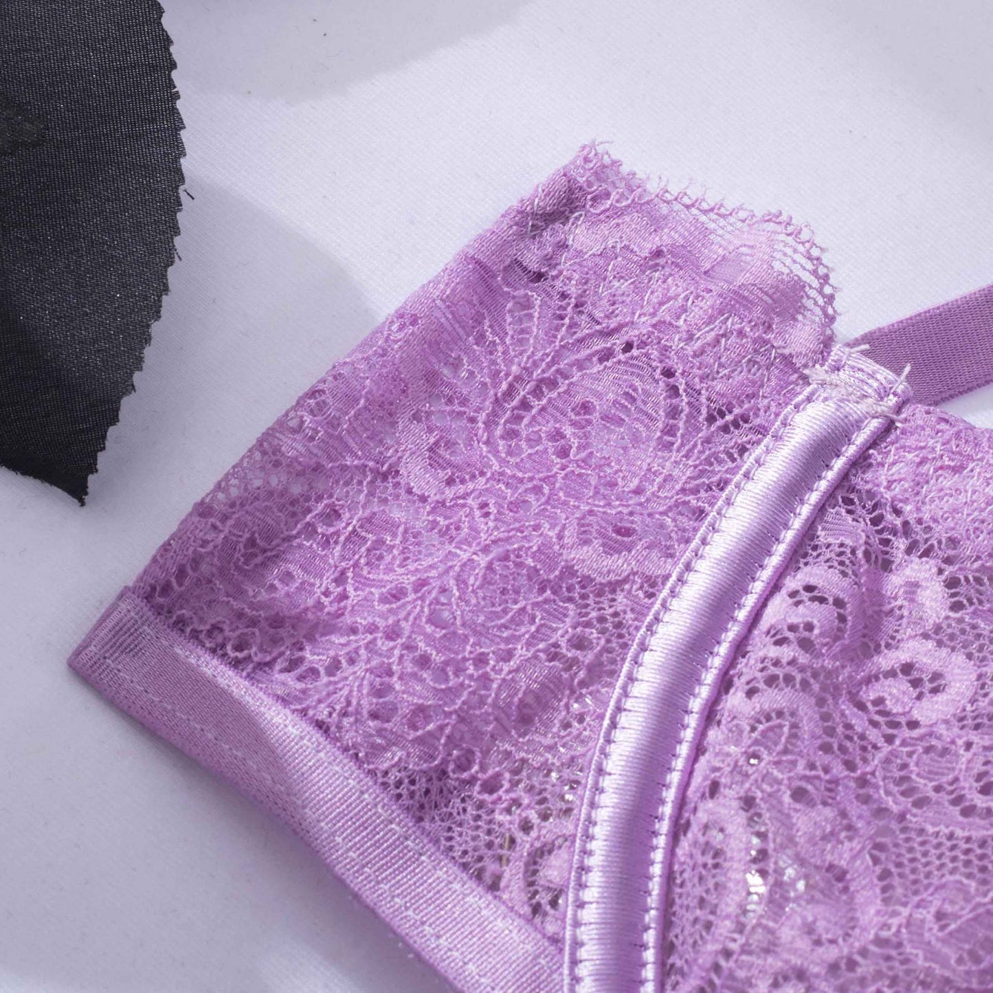 Lavender Whisper Sheer Balconette Lingerie Set Lace details