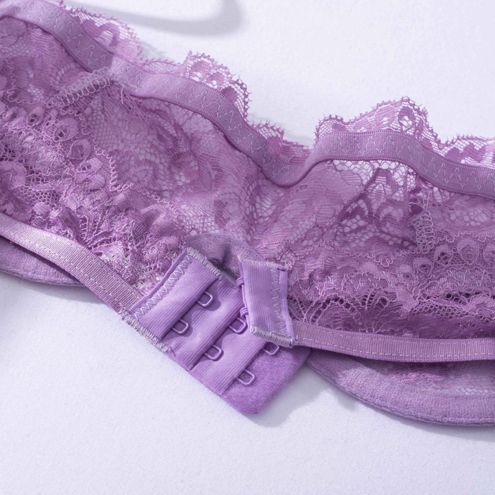 Lavender Whisper Sheer Balconette Lingerie Set Bra Back Details