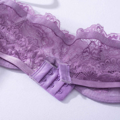 Lavender Whisper Sheer Balconette Lingerie Set Bra Back Details