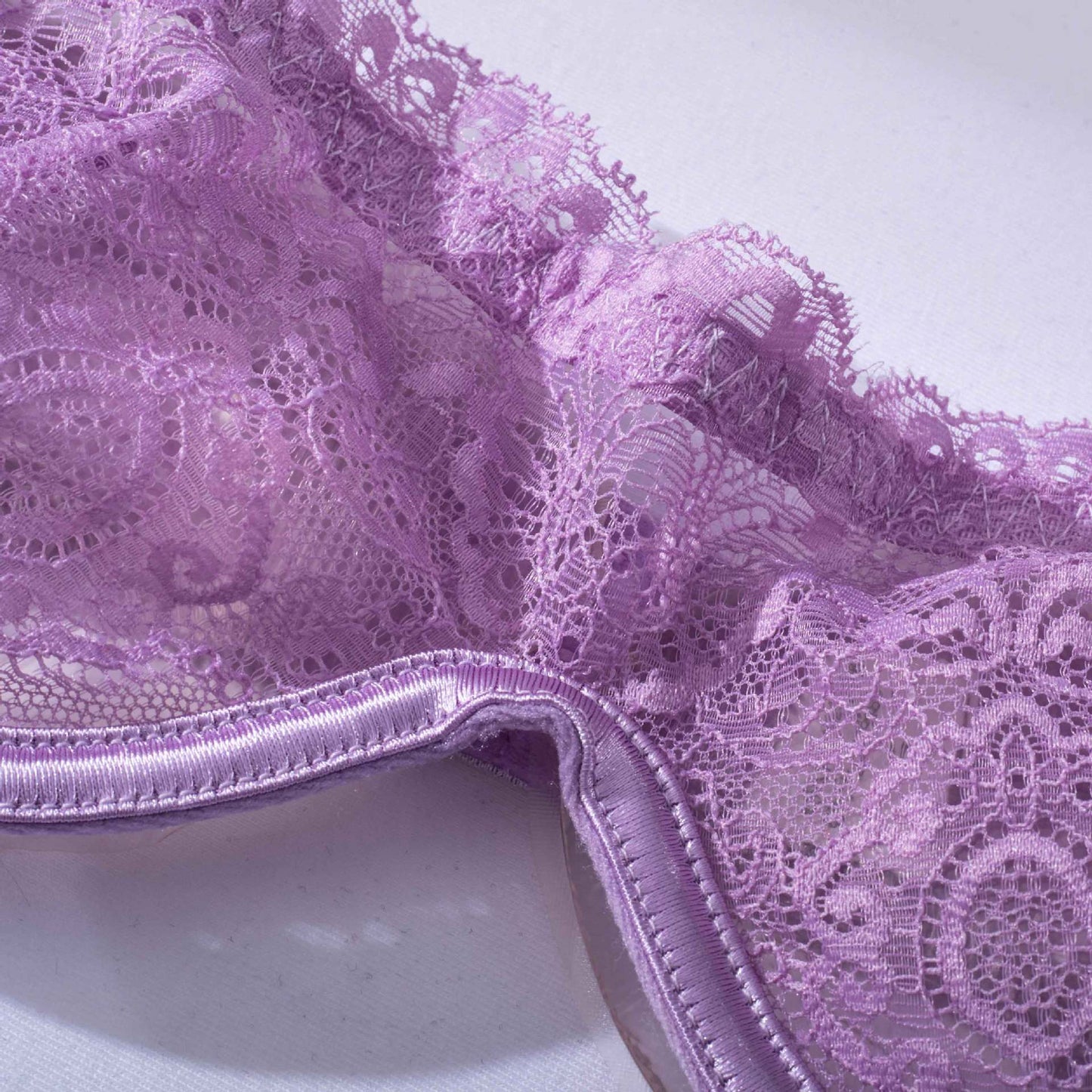Lavender Whisper Sheer Balconette Lingerie Set Bra Details
