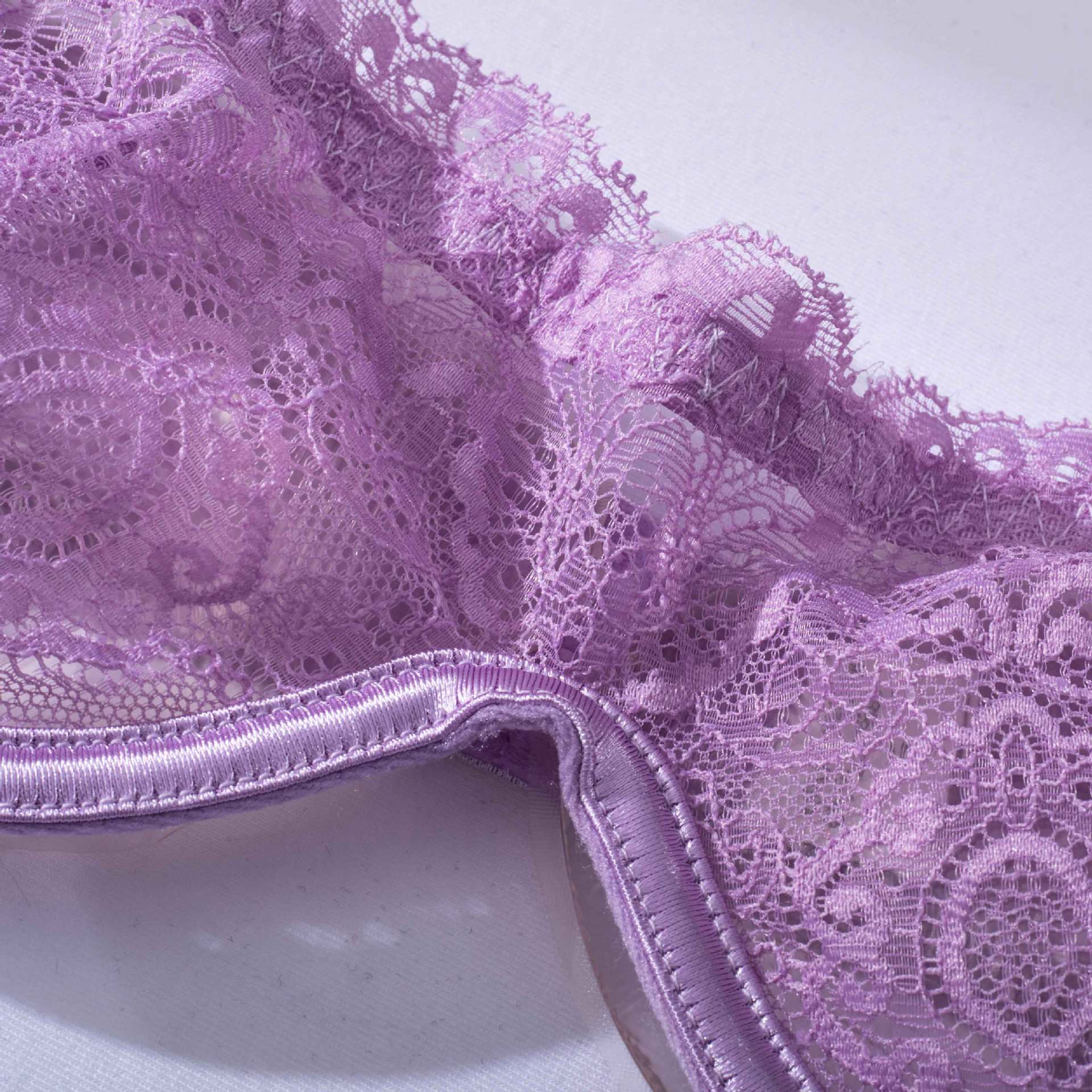 Lavender Whisper Sheer Balconette Lingerie Set Bra Details