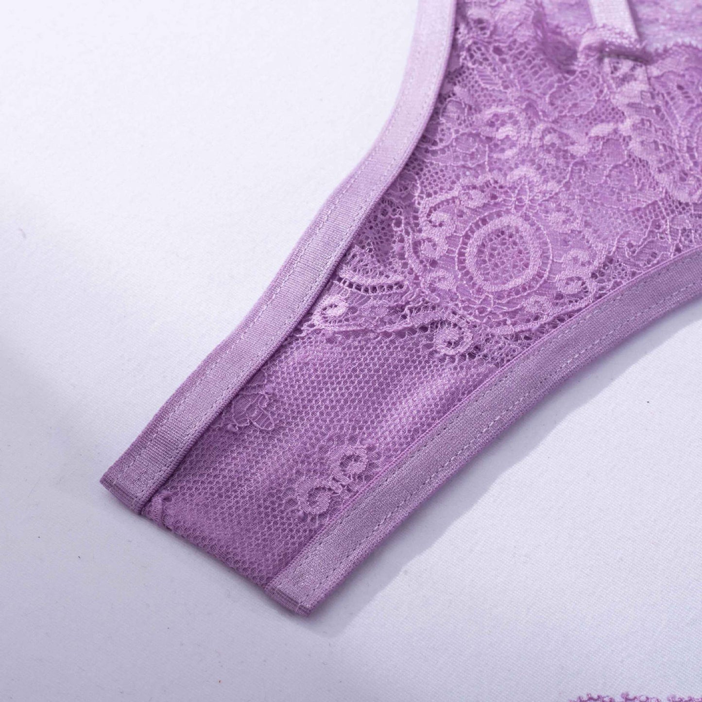 Lavender Whisper Sheer Balconette Lingerie Set Crotch Details