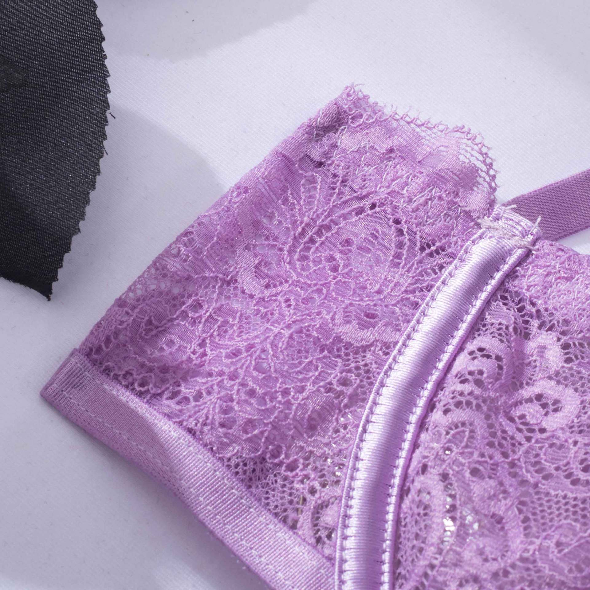 Lavender Whisper Sheer Balconette Lingerie Set Lace details