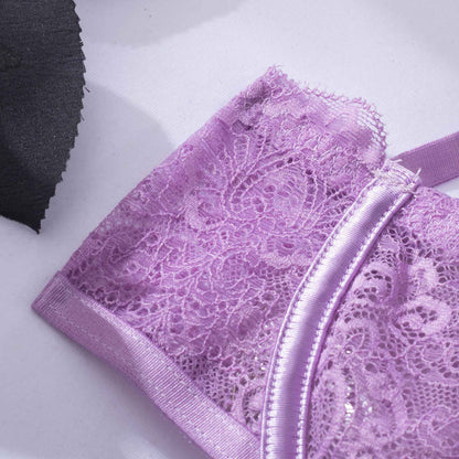 Lavender Whisper Sheer Balconette Lingerie Set Lace details