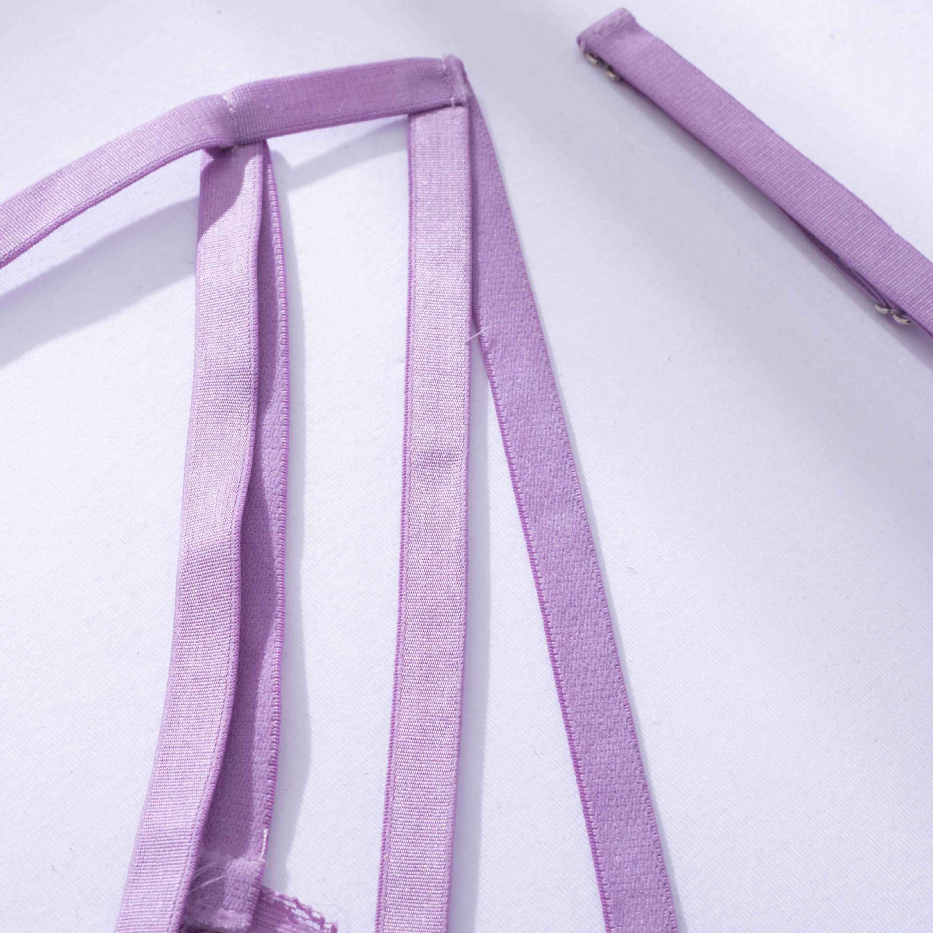 Lavender Whisper Sheer Balconette Lingerie Set Strapy Details